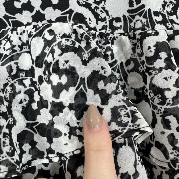 Lane Bryant Womens Top 16 Black Floral Blouse Tiered Flutter Sleeve Feminine - Picture 10 of 15